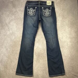 Y2K Ariya Jeans Womens Jeans 9/10 (30x32) Dark Blue Bootcut Embroidered Pockets